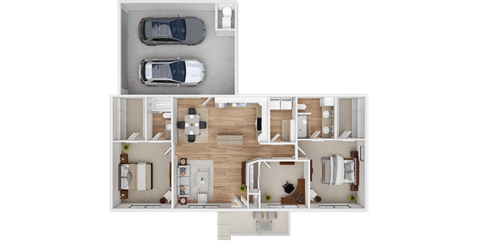 Floor plan for 3 beds, 2 baths, 1365 sqft
